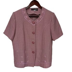 COPY - Vintage Boshiya rose  color short sleeve button up blazer & skirt XL